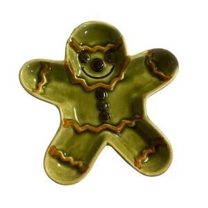 Los Angeles Pottery Gingerbread Man Dish Christmas Candy Holder Made In USA